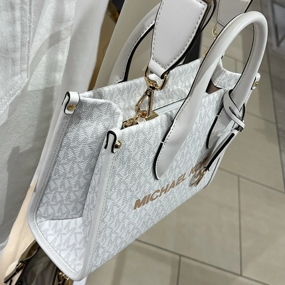 Michael Kors Mirella Small Signature Logo Shopper Top Zip Crossbody XBODY Bag MK